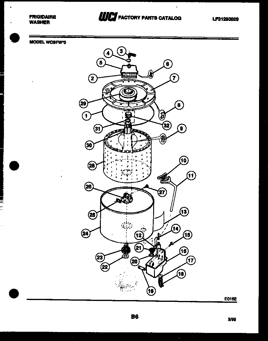 Frigidaire WCSFW0 tub detail diagram