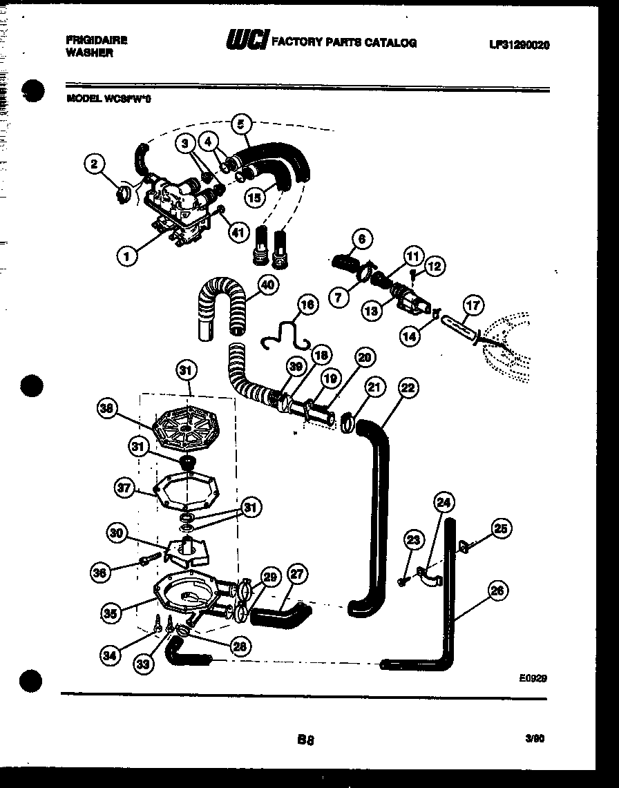 Frigidaire WCSFW0 pump, water valve and water inlet diagram