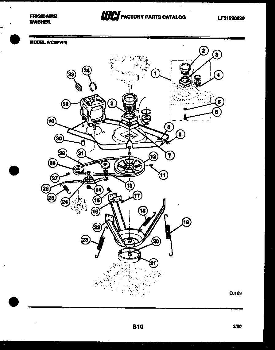 Frigidaire WCSFW0 motor and idler arm clutch diagram