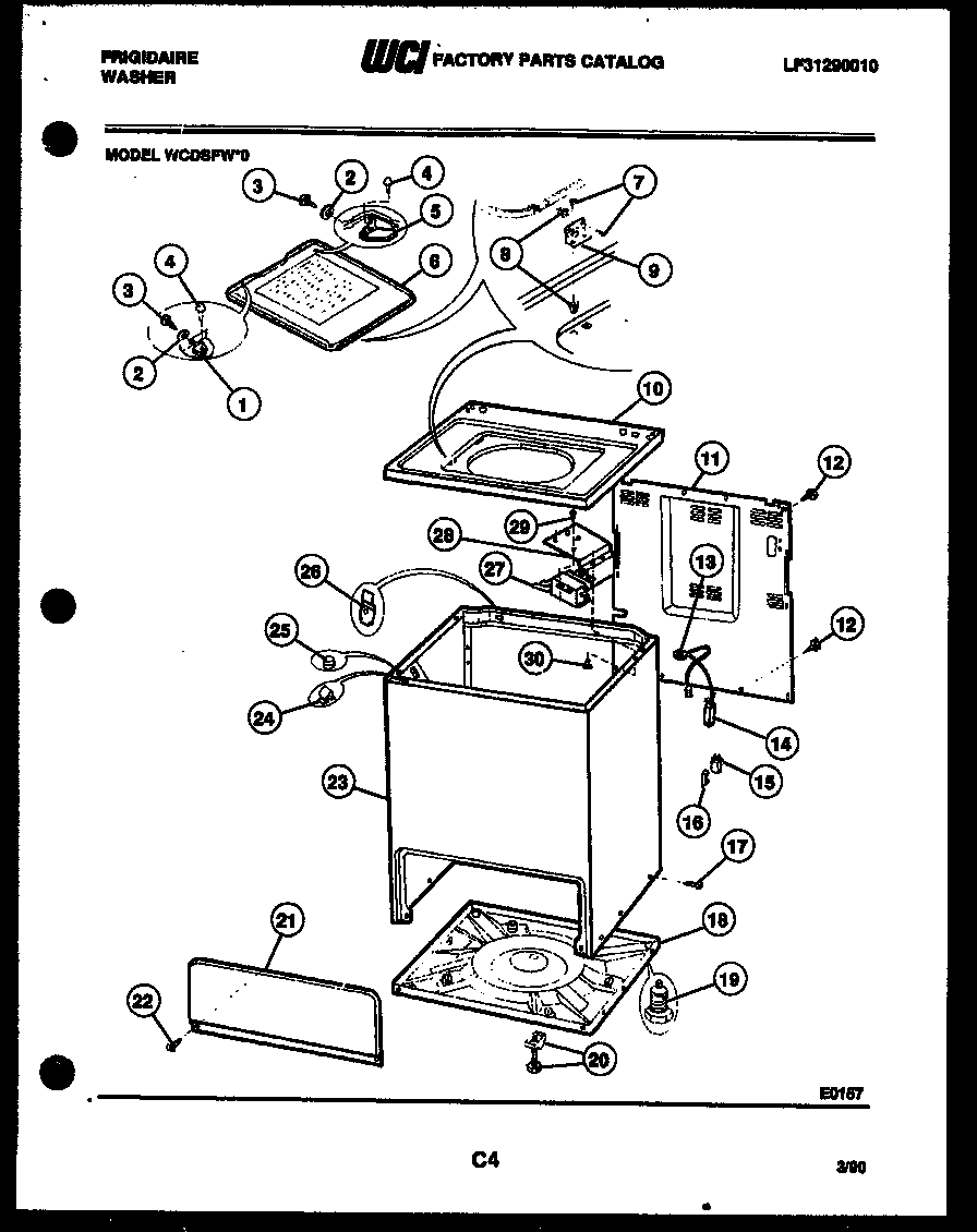 Frigidaire WCDSFW0 cabinet parts diagram