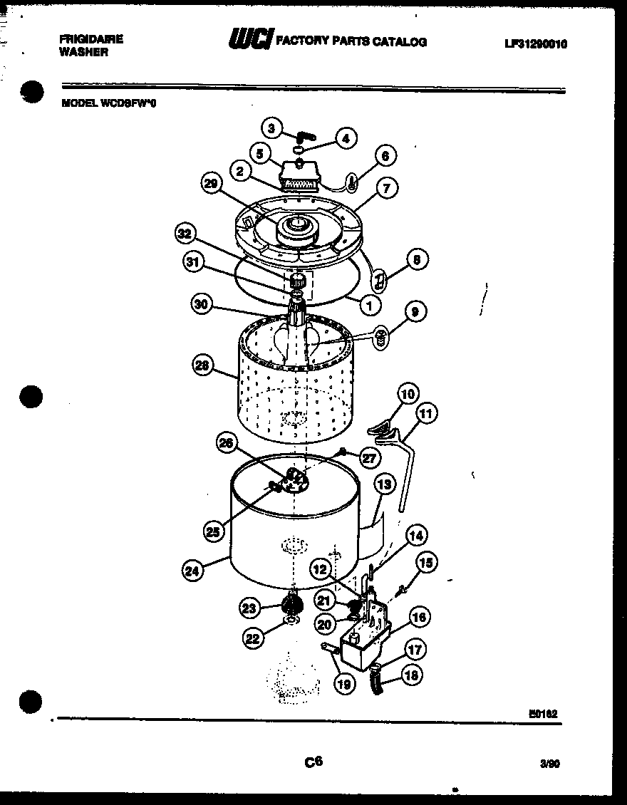 Frigidaire WCDSFW0 tub detail diagram