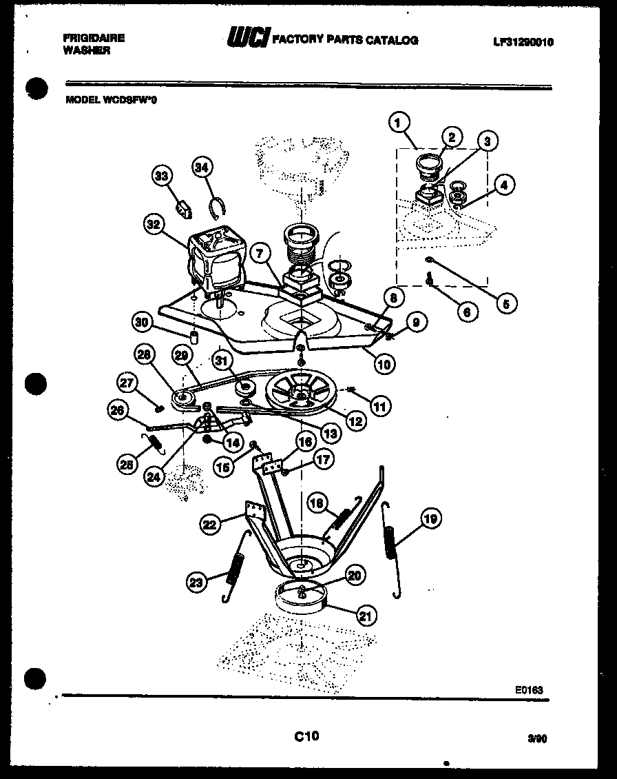 Frigidaire WCDSFW0 motor and idler arm clutch diagram