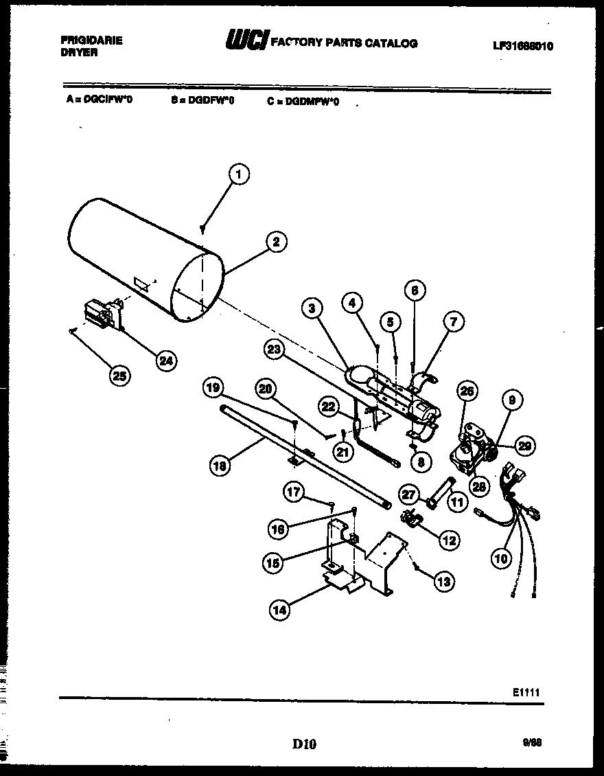 Frigidaire DGDMFW0 burner, igniter and valve diagram