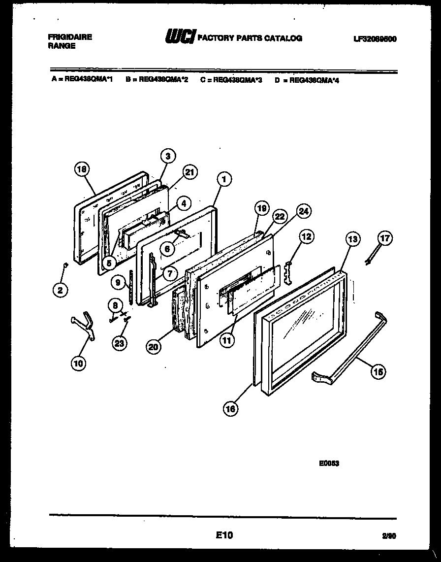 Frigidaire REG438QMA1 door parts diagram