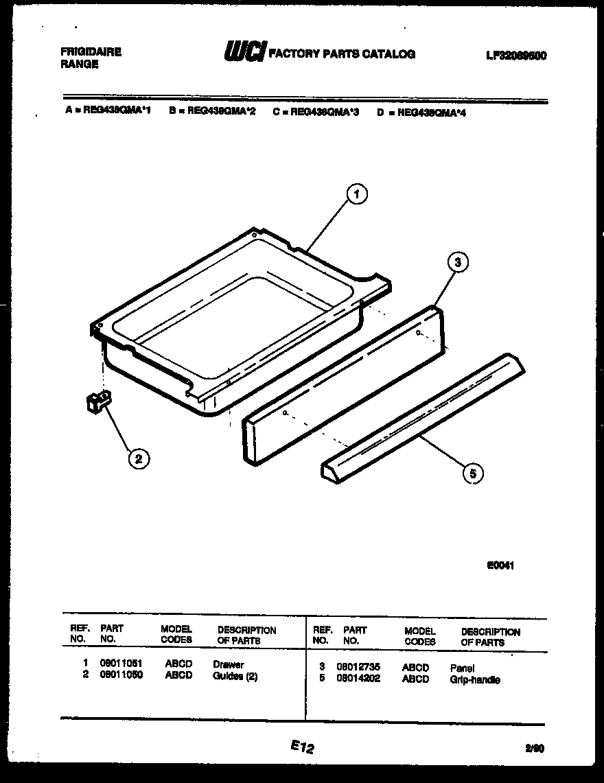 Frigidaire REG438QMA1 drawer parts diagram