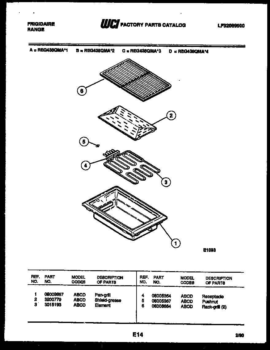 Frigidaire REG438QMA1 broiler drawer parts diagram
