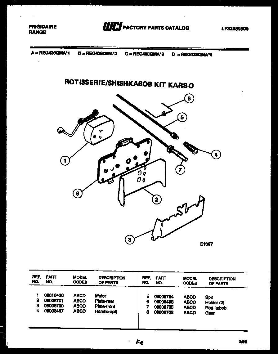 Frigidaire REG438QMA1 motor parts diagram