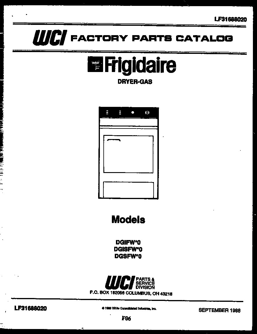 Frigidaire DGSFL0 null diagram