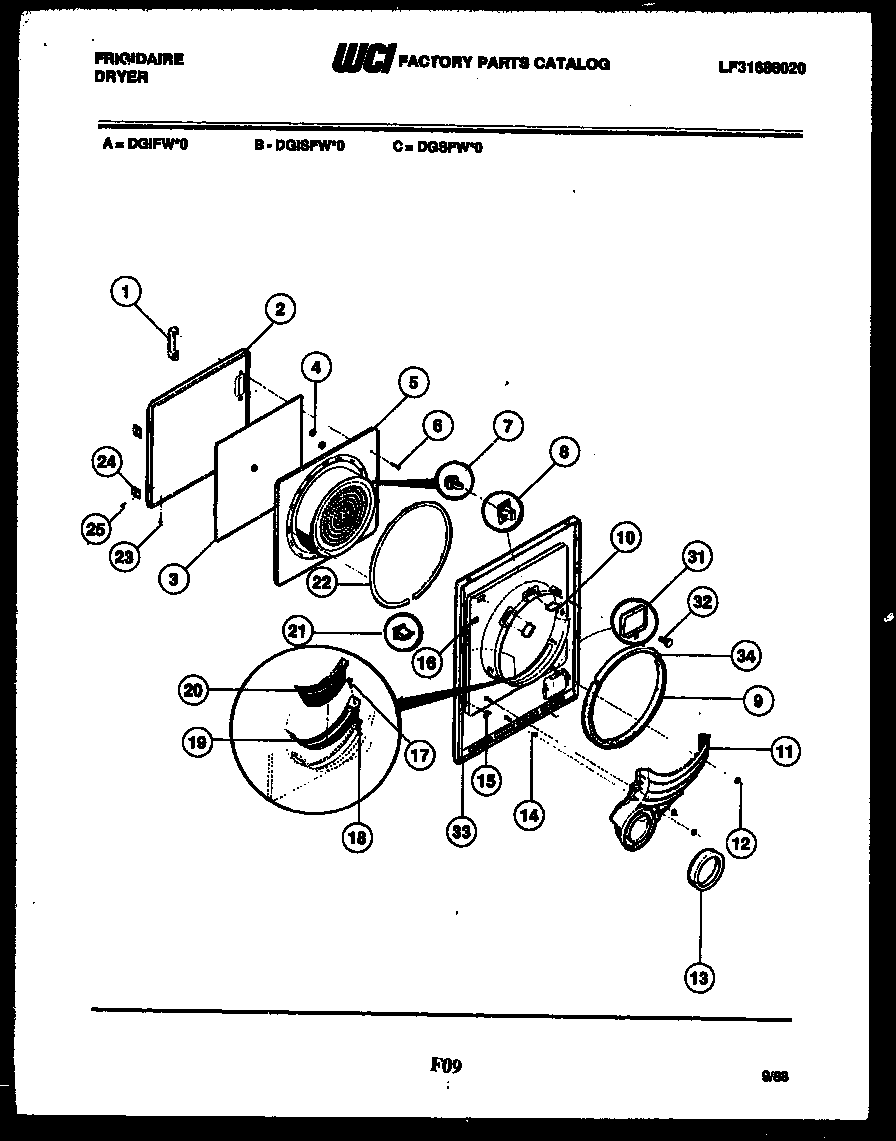 Frigidaire DGSFL0 door parts diagram