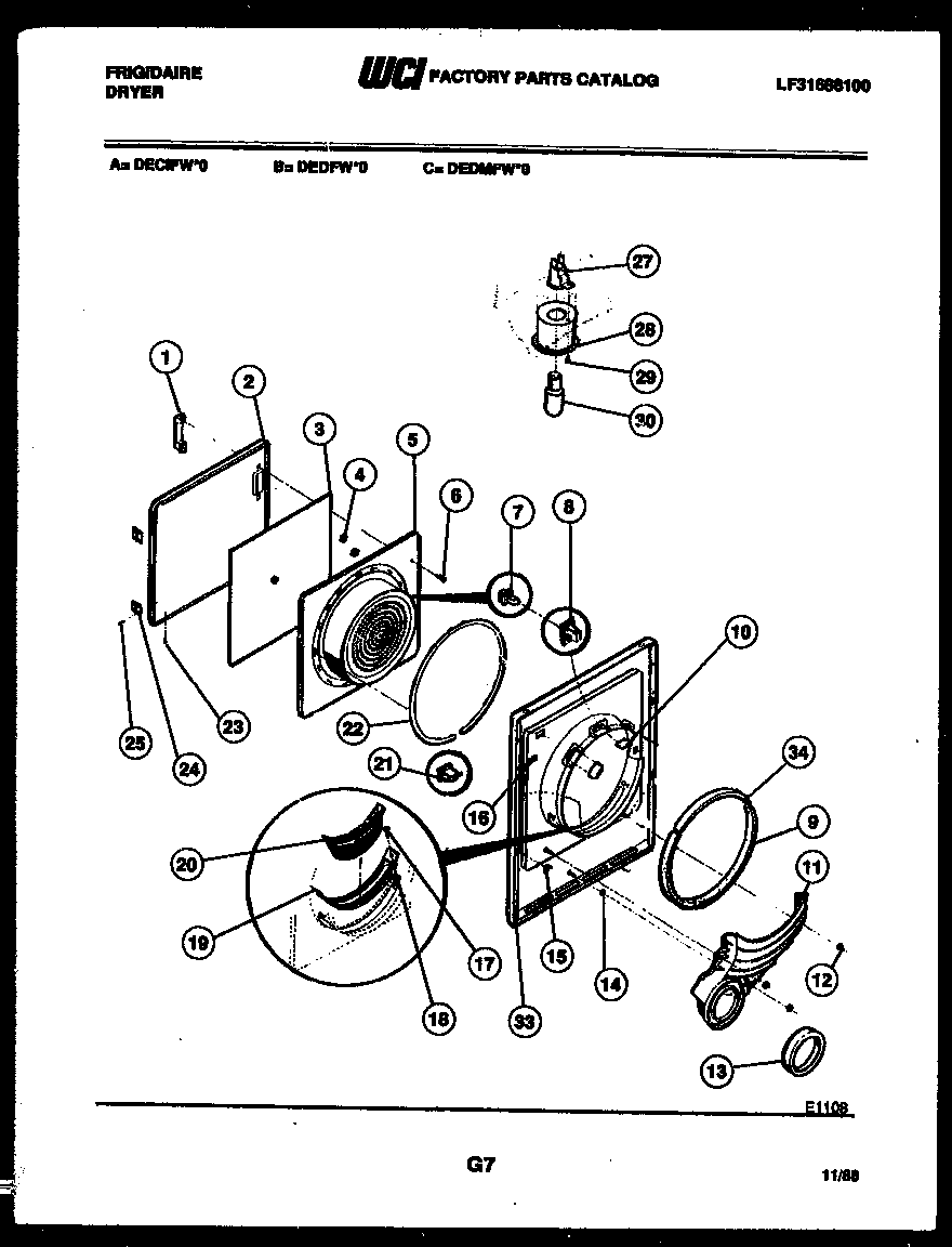 Frigidaire DECIFH0 door parts diagram