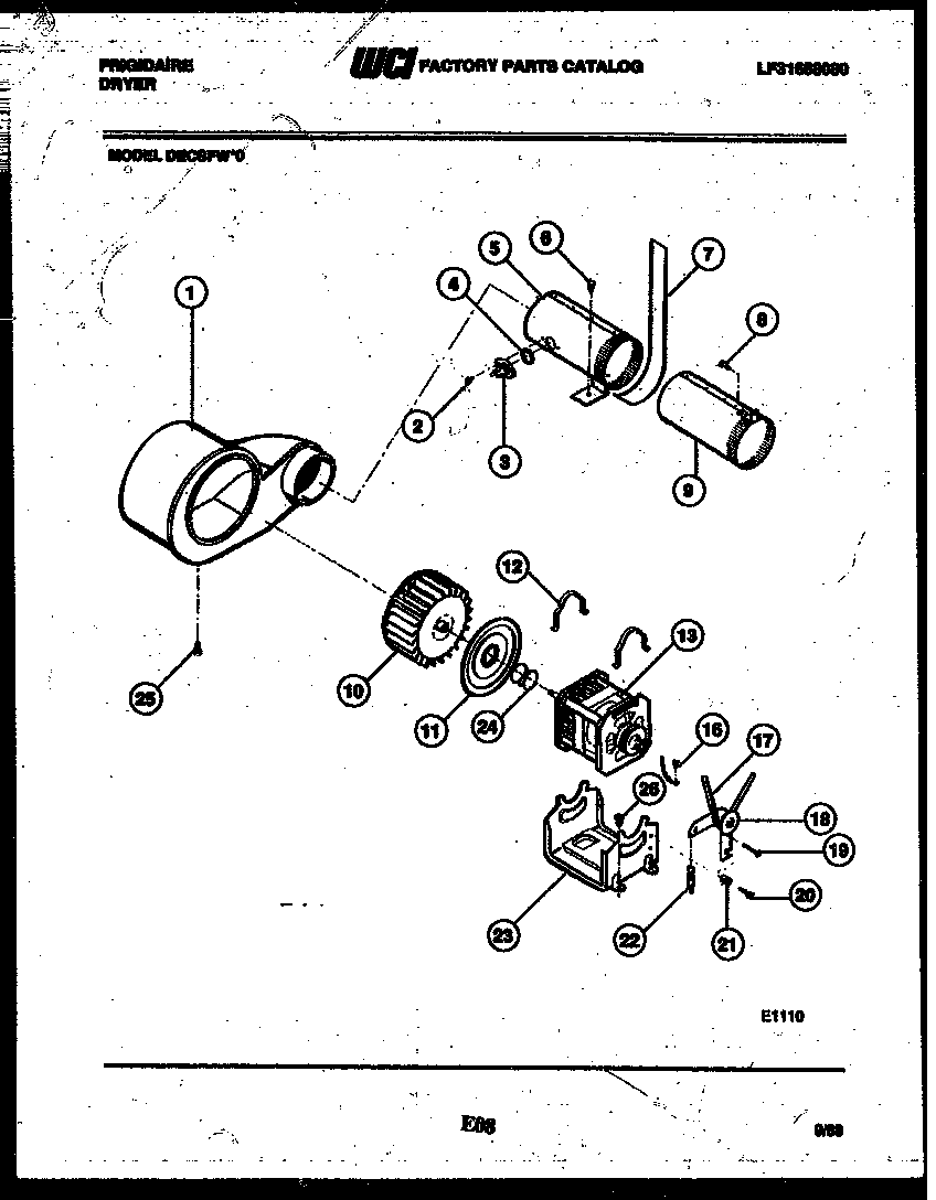 Frigidaire DECSFW0 motor and blower parts diagram