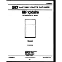 Frigidaire FP18TFW2 cover page diagram