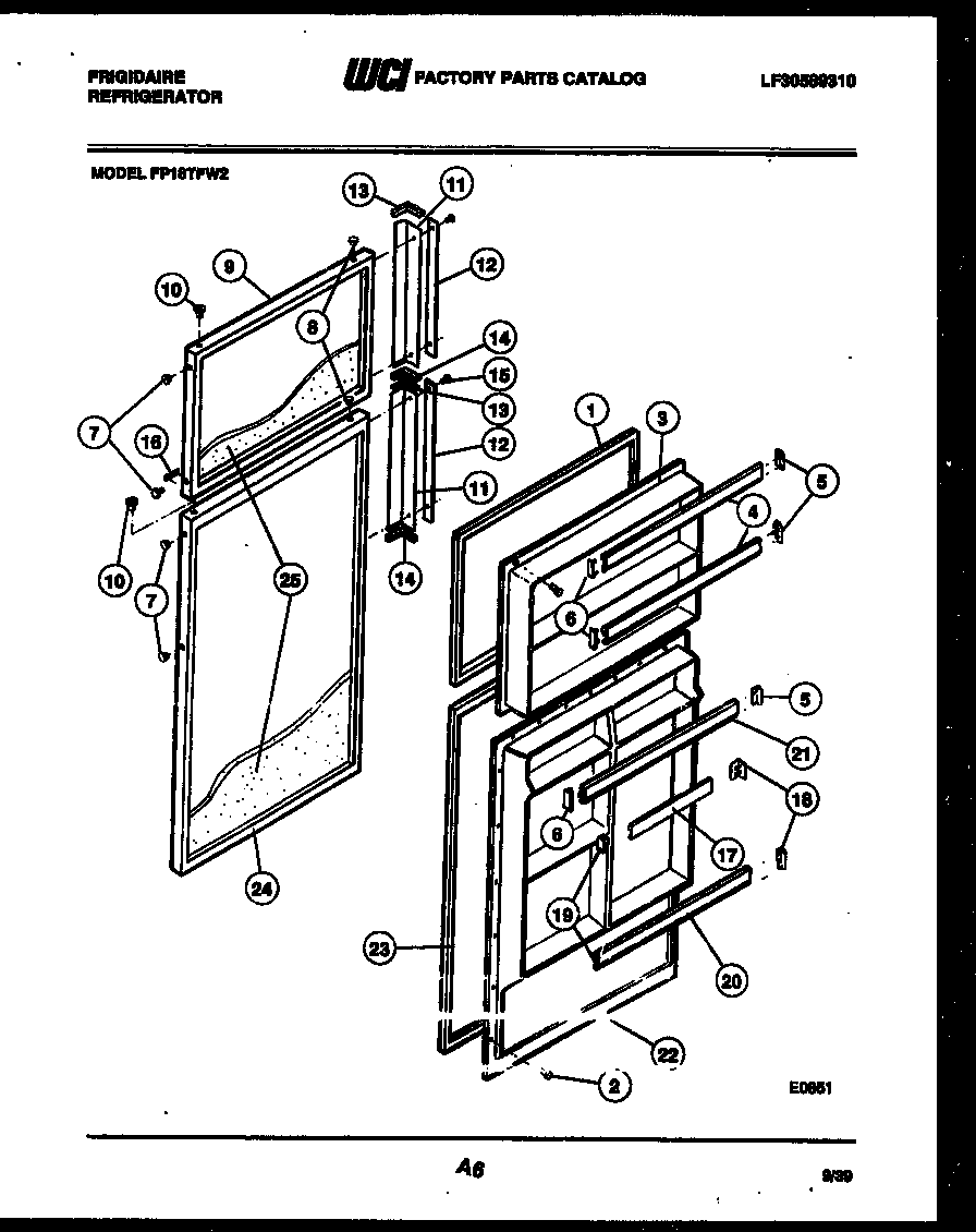 Frigidaire FP18TFA2 door parts diagram