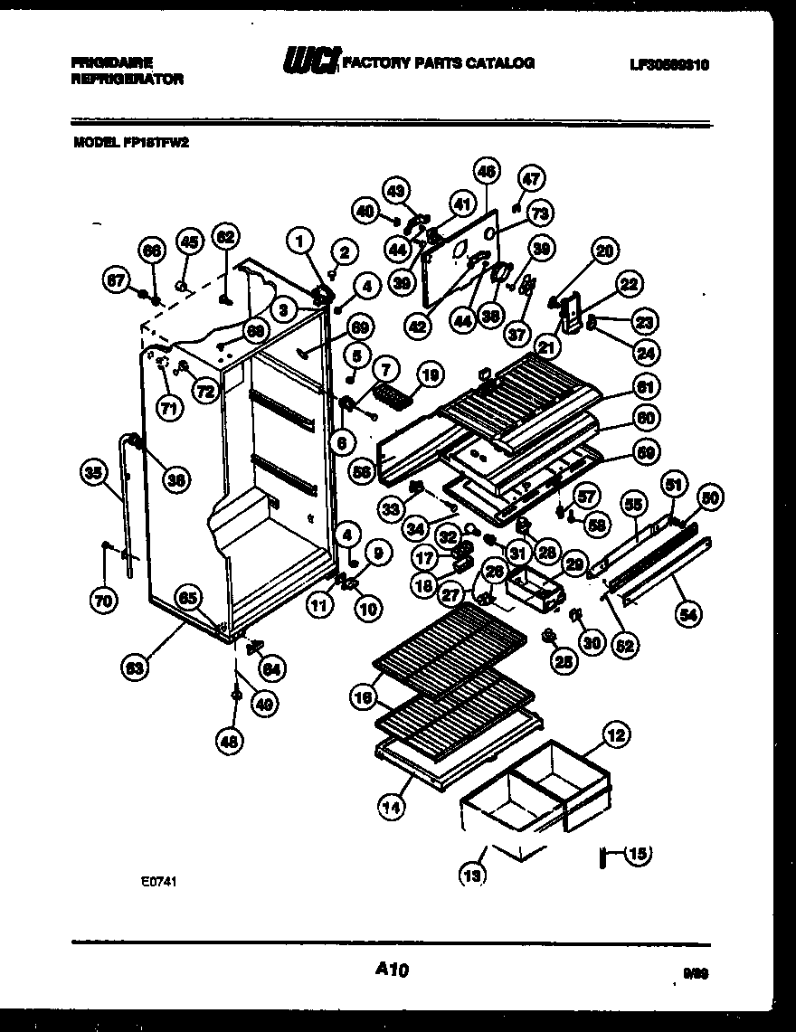 Frigidaire FP18TFA2 cabinet parts diagram