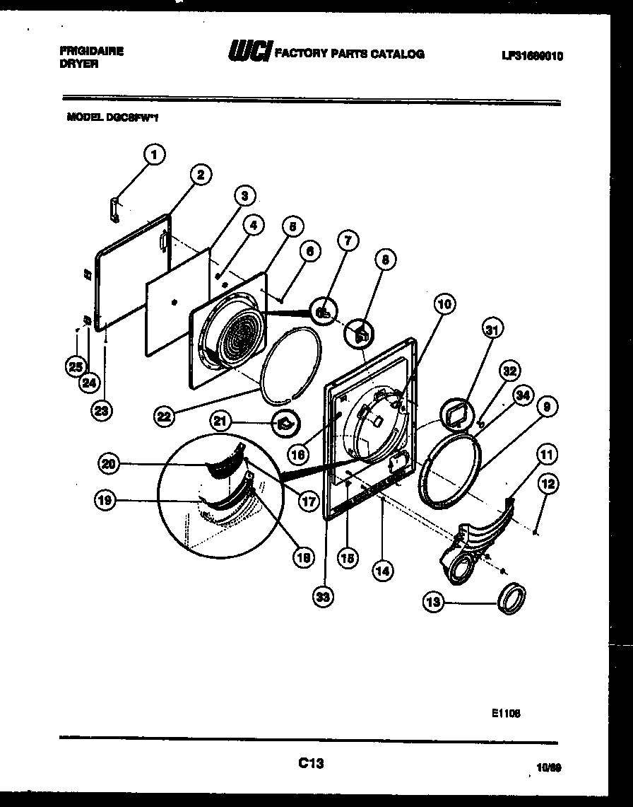Frigidaire DGCSFW1 door parts diagram