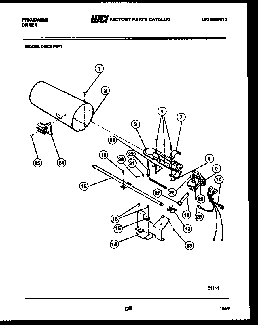Frigidaire DGCSFW1 burner, igniter and valve diagram