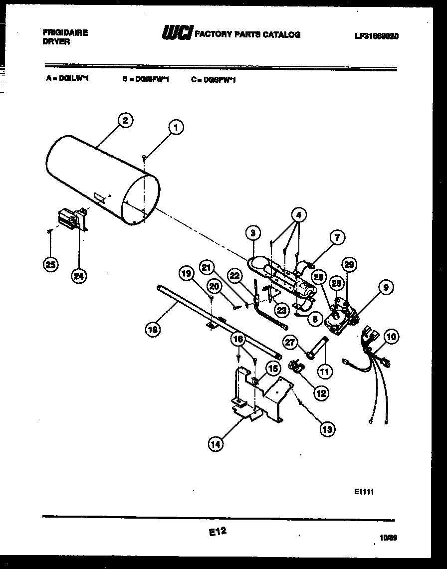 Frigidaire DGSFL1 burner, igniter and valve diagram