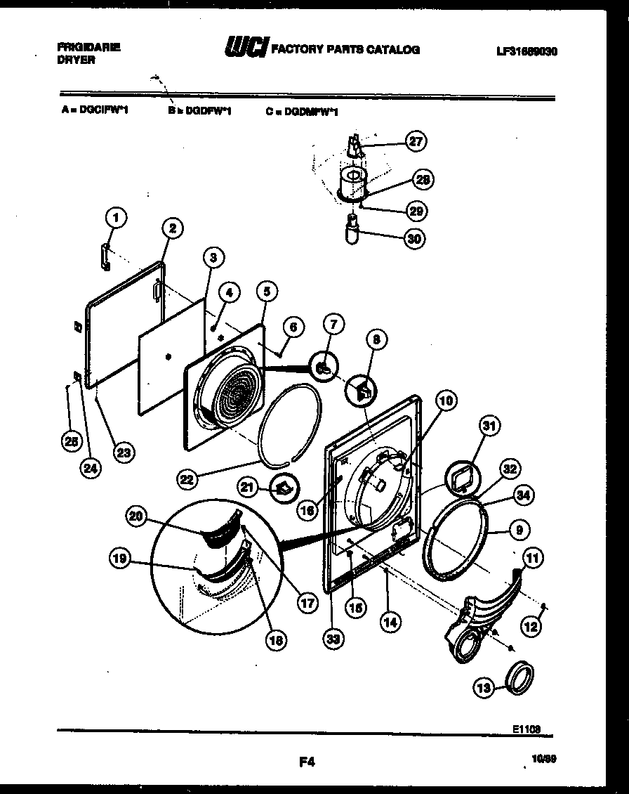 Frigidaire DGCIFL1 door parts diagram