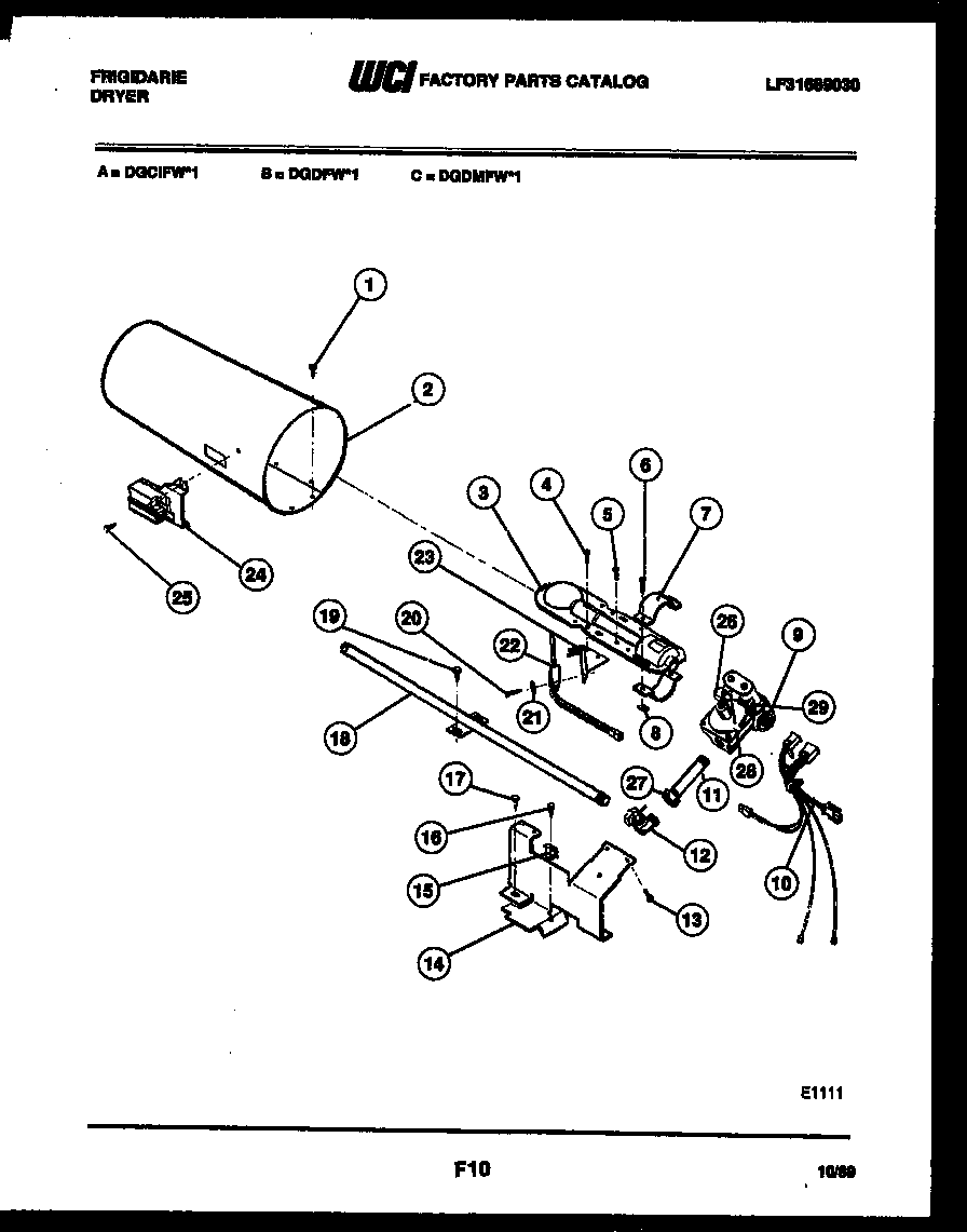 Frigidaire DGCIFL1 burner, igniter and valve diagram