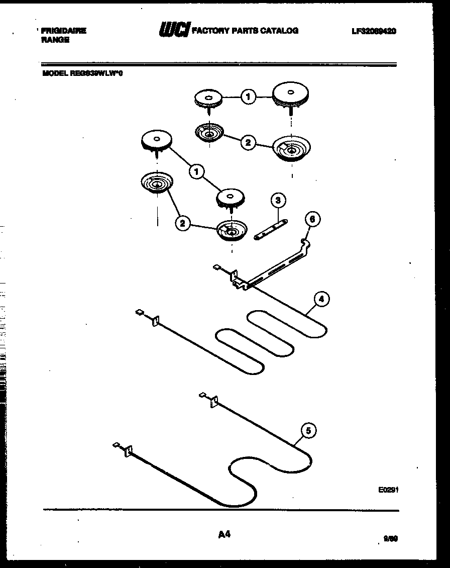 Frigidaire REGS39WLW0 broiler parts diagram