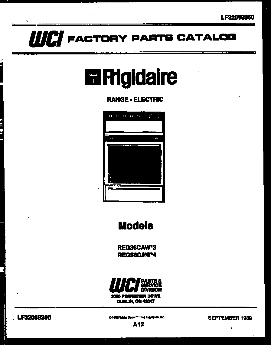 Frigidaire REG36CAL4 cover diagram