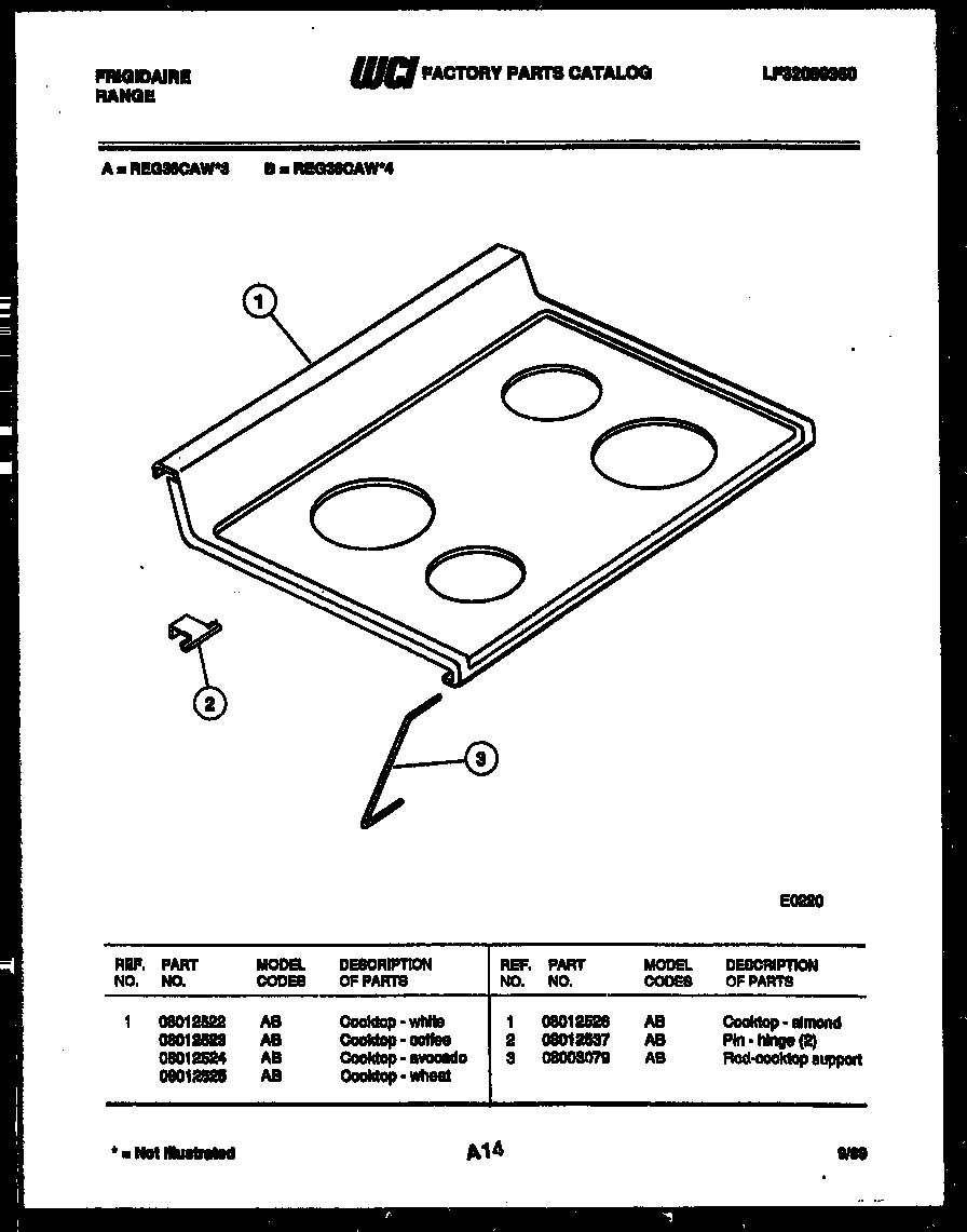 Frigidaire REG36CAL4 cooktop parts diagram