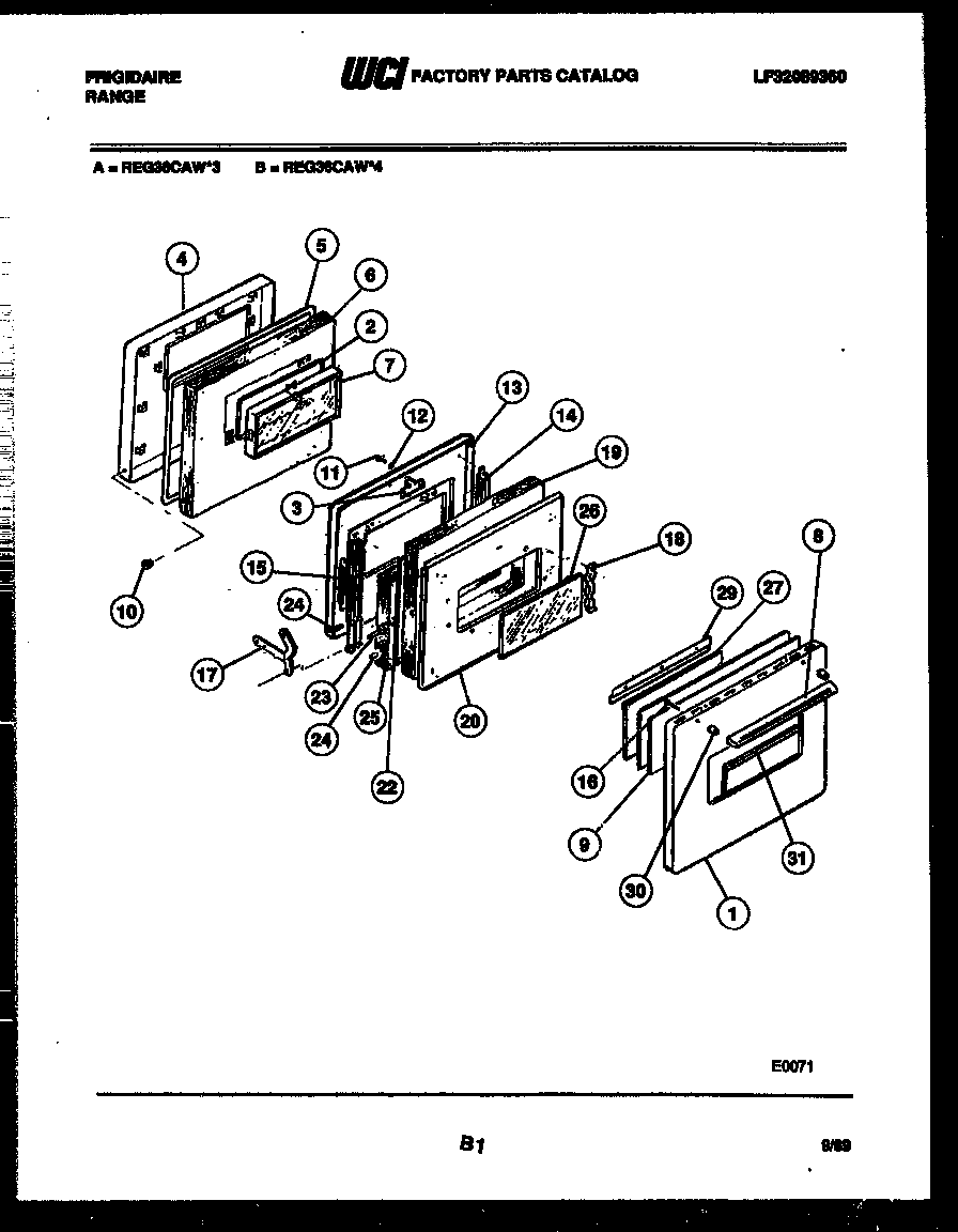 Frigidaire REG36CAL4 door parts diagram