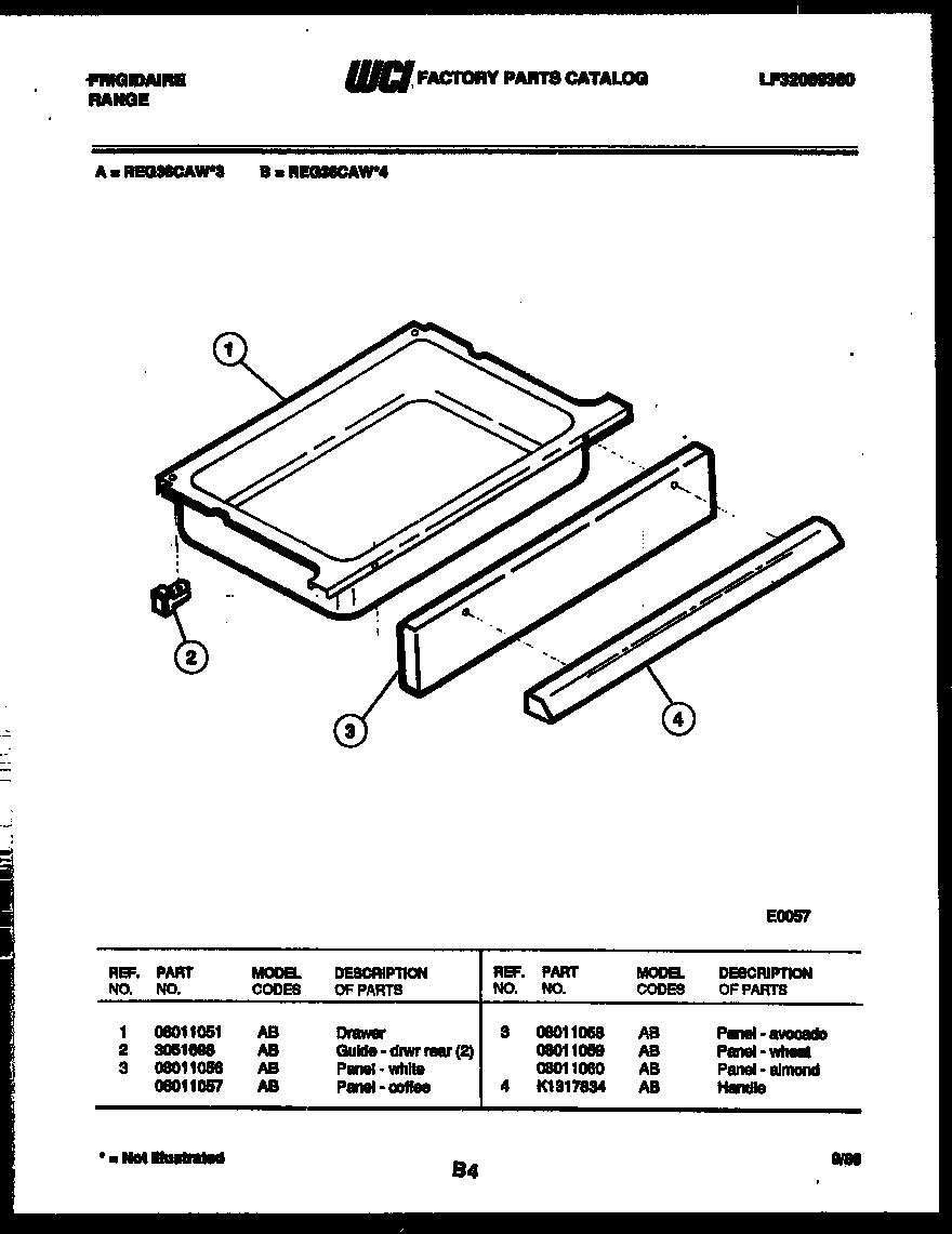 Frigidaire REG36CAL4 drawer parts diagram