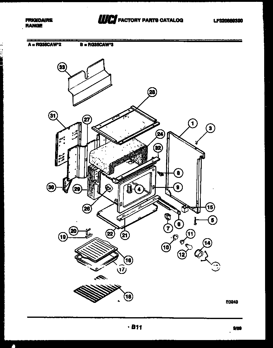 Frigidaire RG35CAW3 body parts diagram