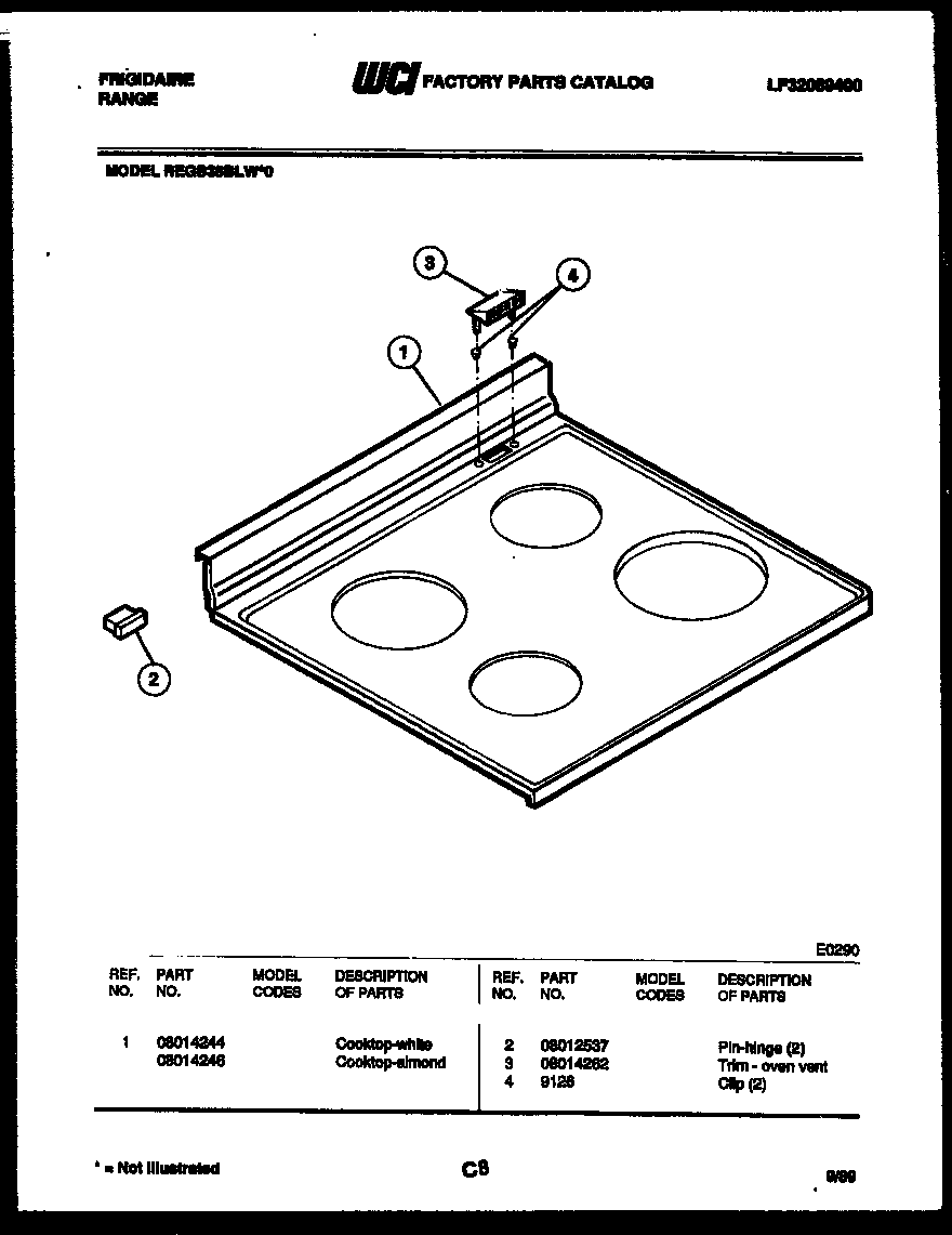 Frigidaire REGS38BLL0 cooktop parts diagram