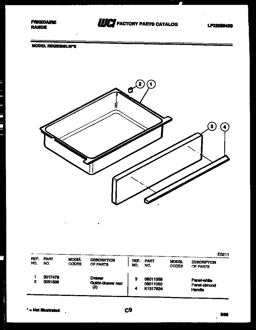 Frigidaire REGS38BLL0 drawer parts diagram