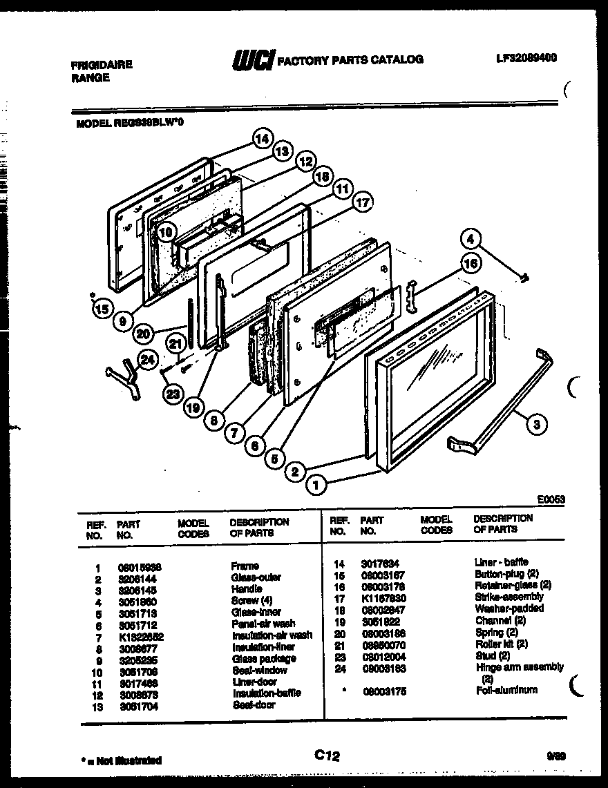 Frigidaire REGS38BLL0 door parts diagram