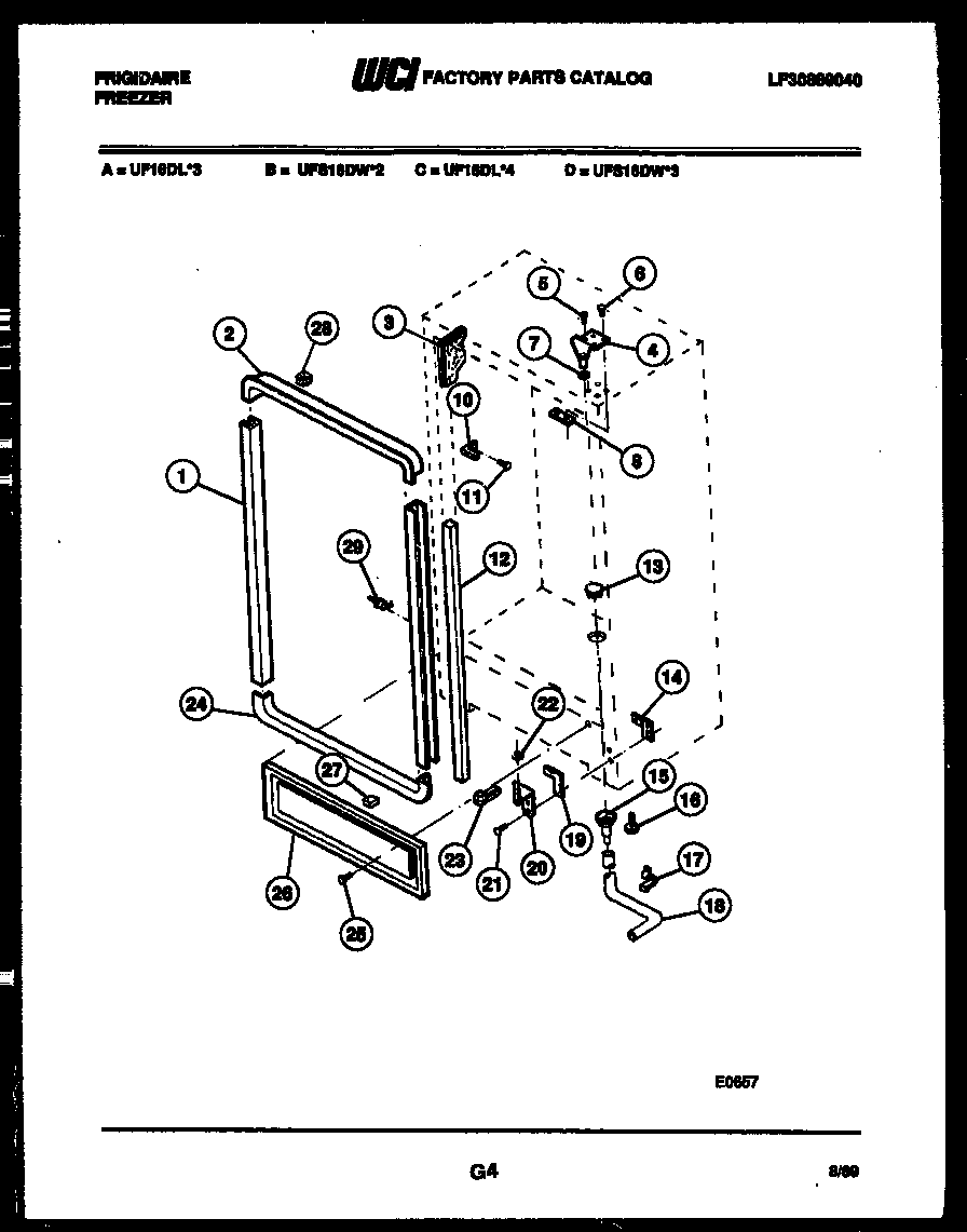 Frigidaire UFS16DW2 cabinet parts diagram