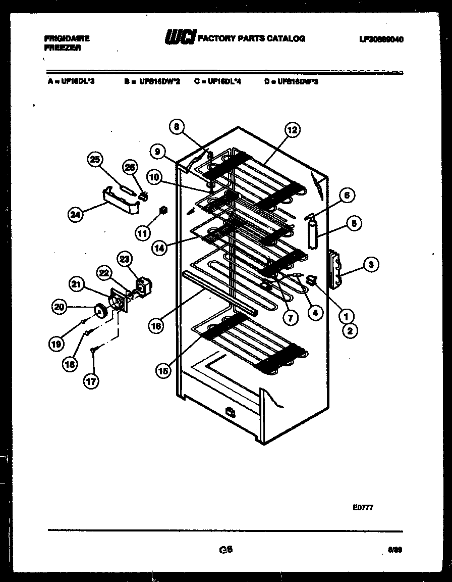 Frigidaire UFS16DW2 shelf parts diagram