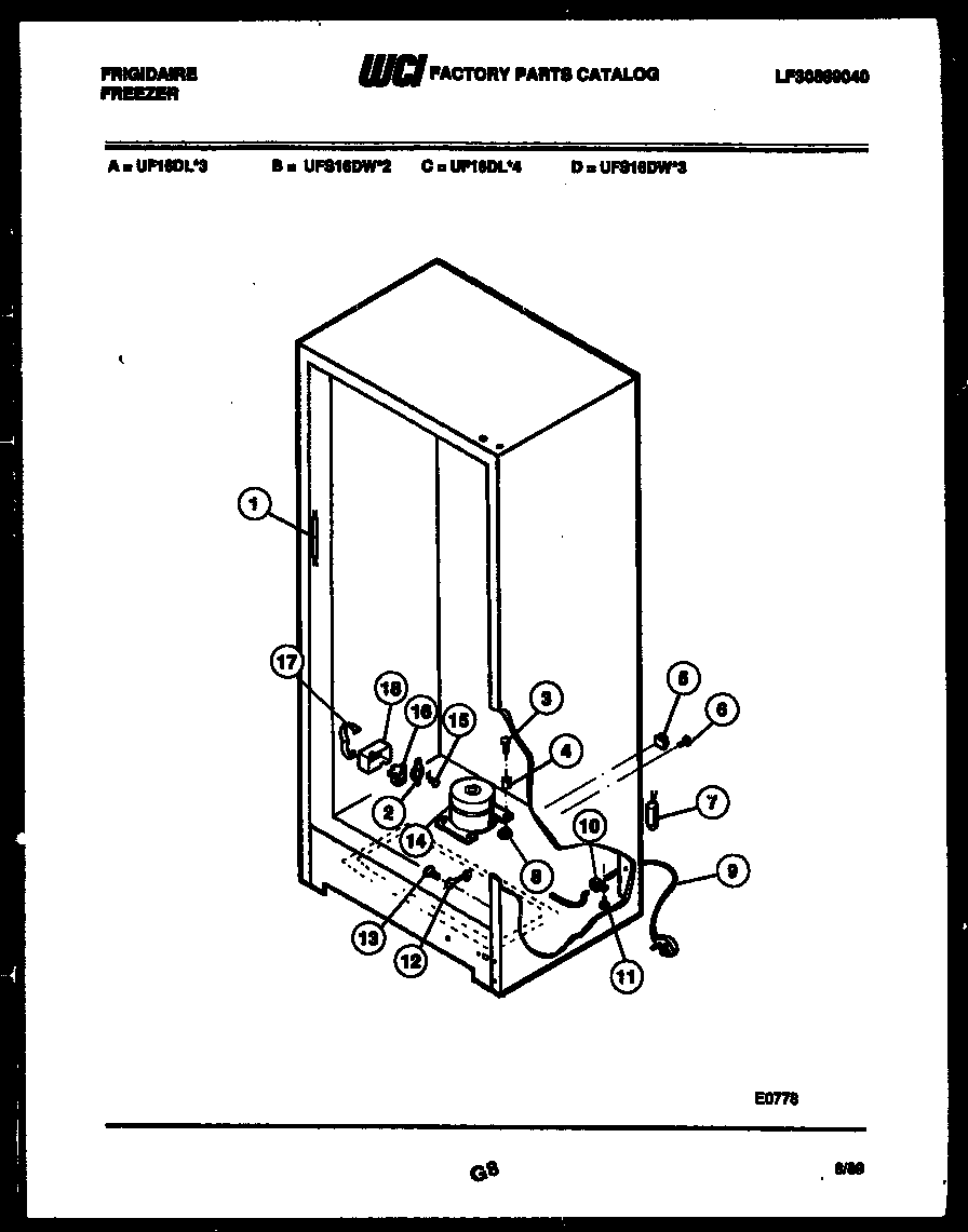 Frigidaire UFS16DW2 system parts diagram
