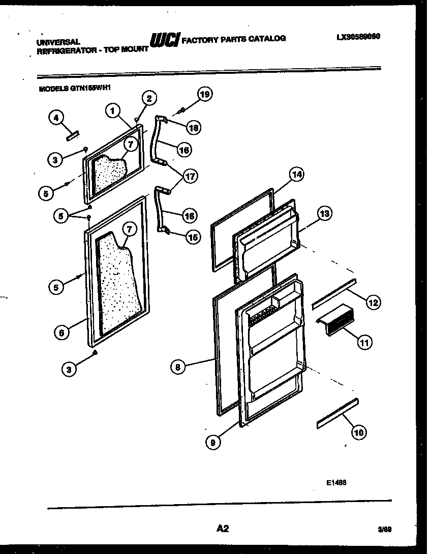 Kelvinator GTN155AH1 door parts diagram