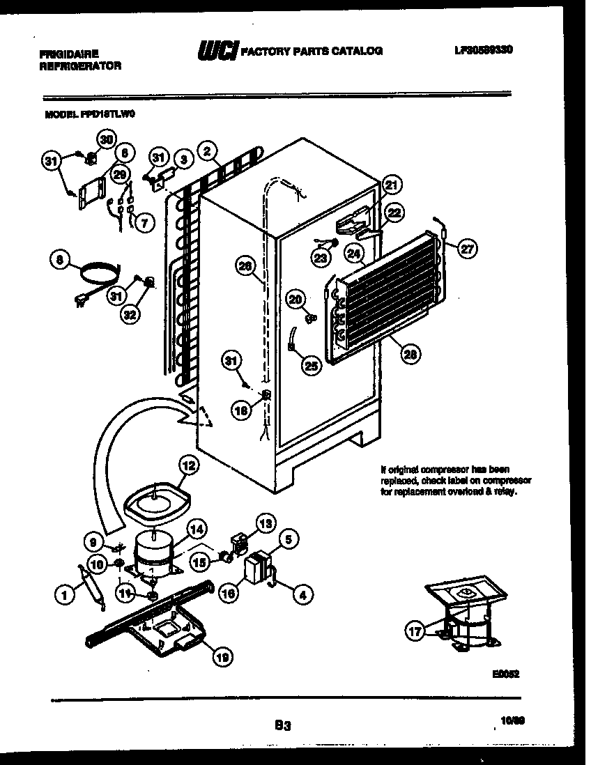 Frigidaire FPD18TLF0 system and automatic defrost parts diagram