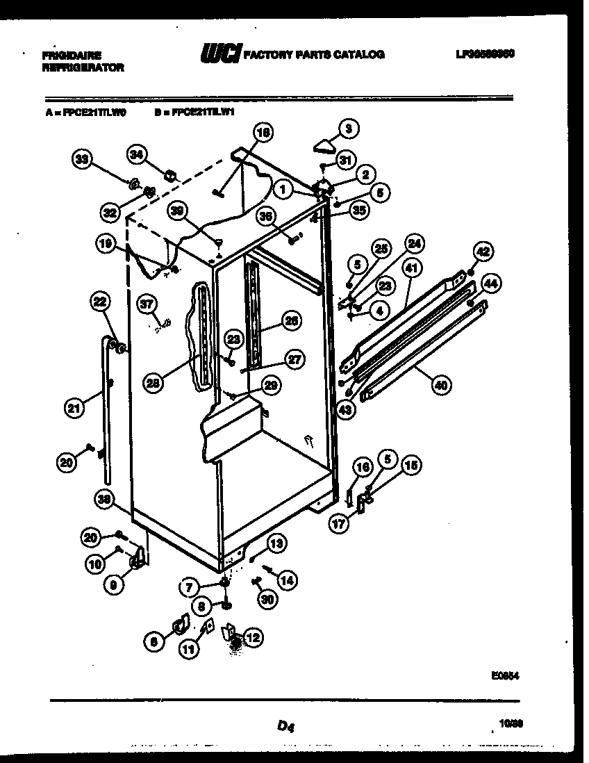 Frigidaire FPCE21TILW1 cabinet parts diagram