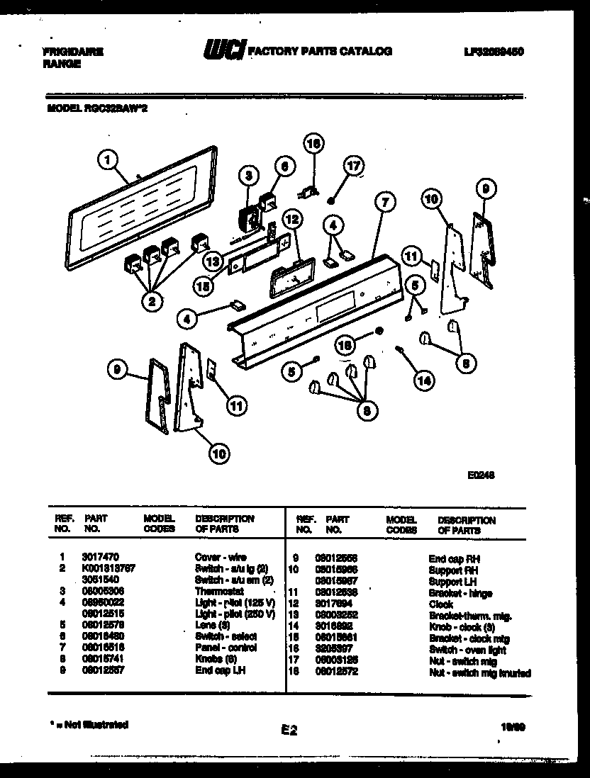 Frigidaire RGC32BAL2 backguard diagram