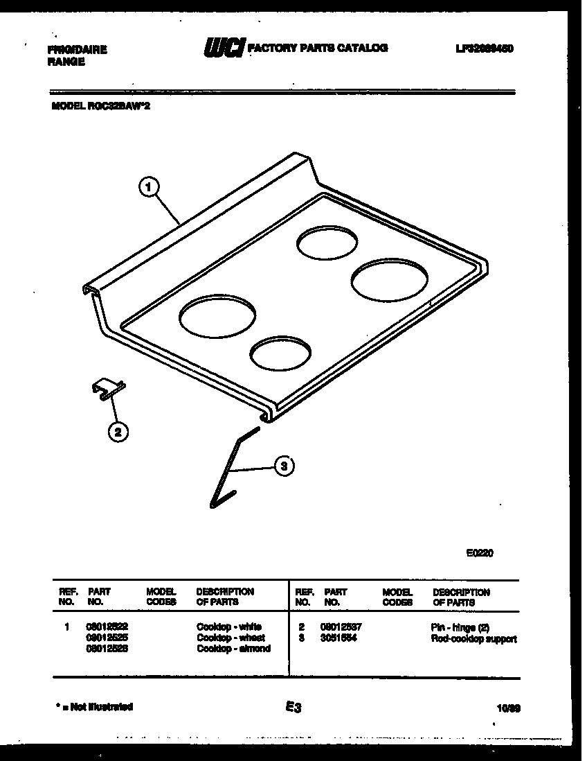 Frigidaire RGC32BAL2 cooktop parts diagram