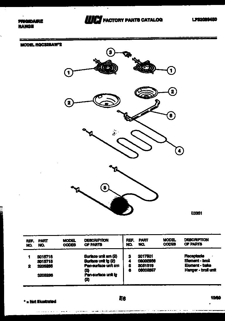 Frigidaire RGC32BAL2 broiler parts diagram