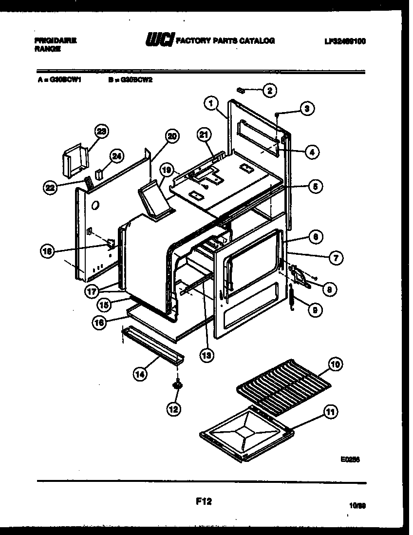 Frigidaire G30BCW1 body parts diagram