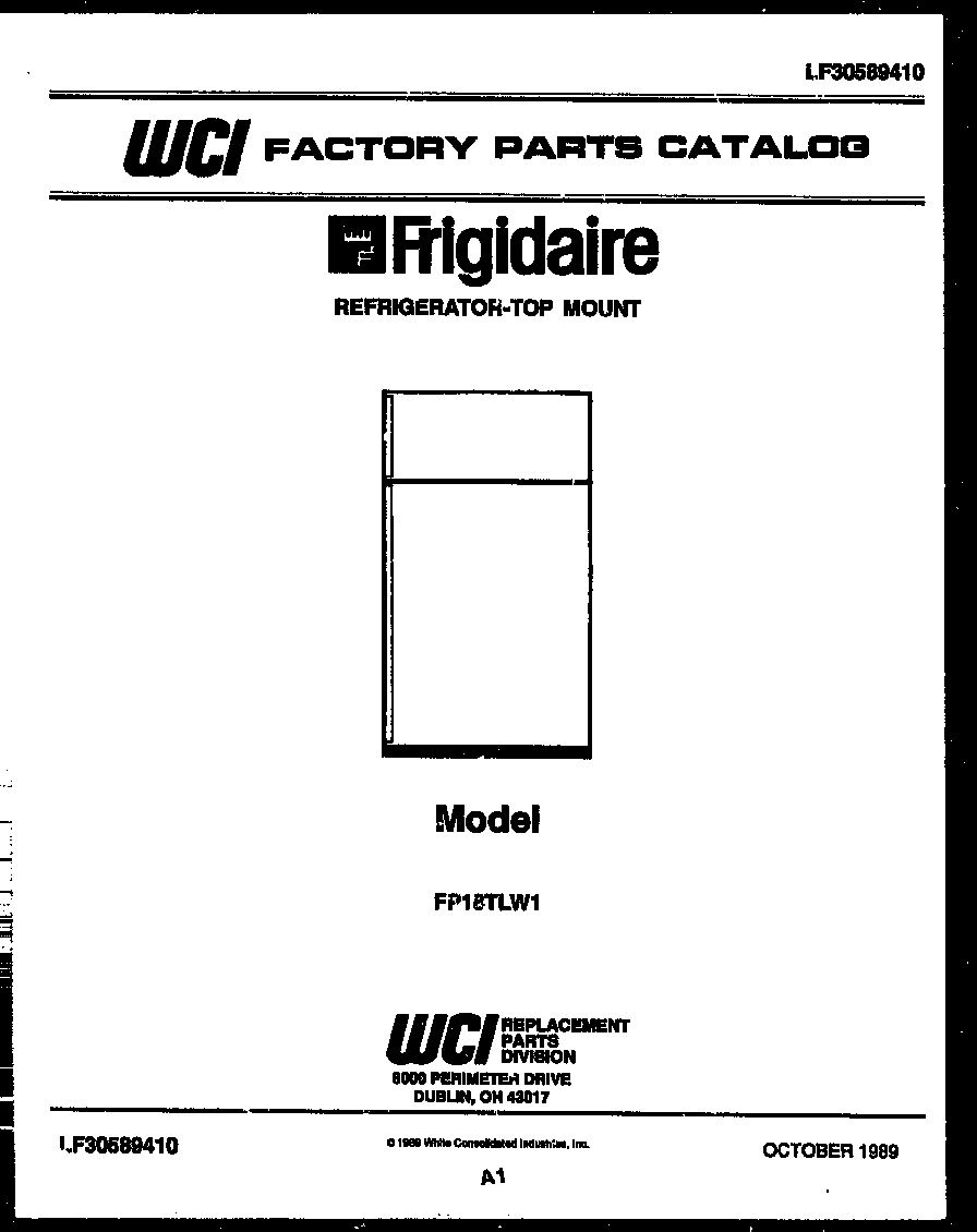 Frigidaire FP18TLA1 cover page diagram