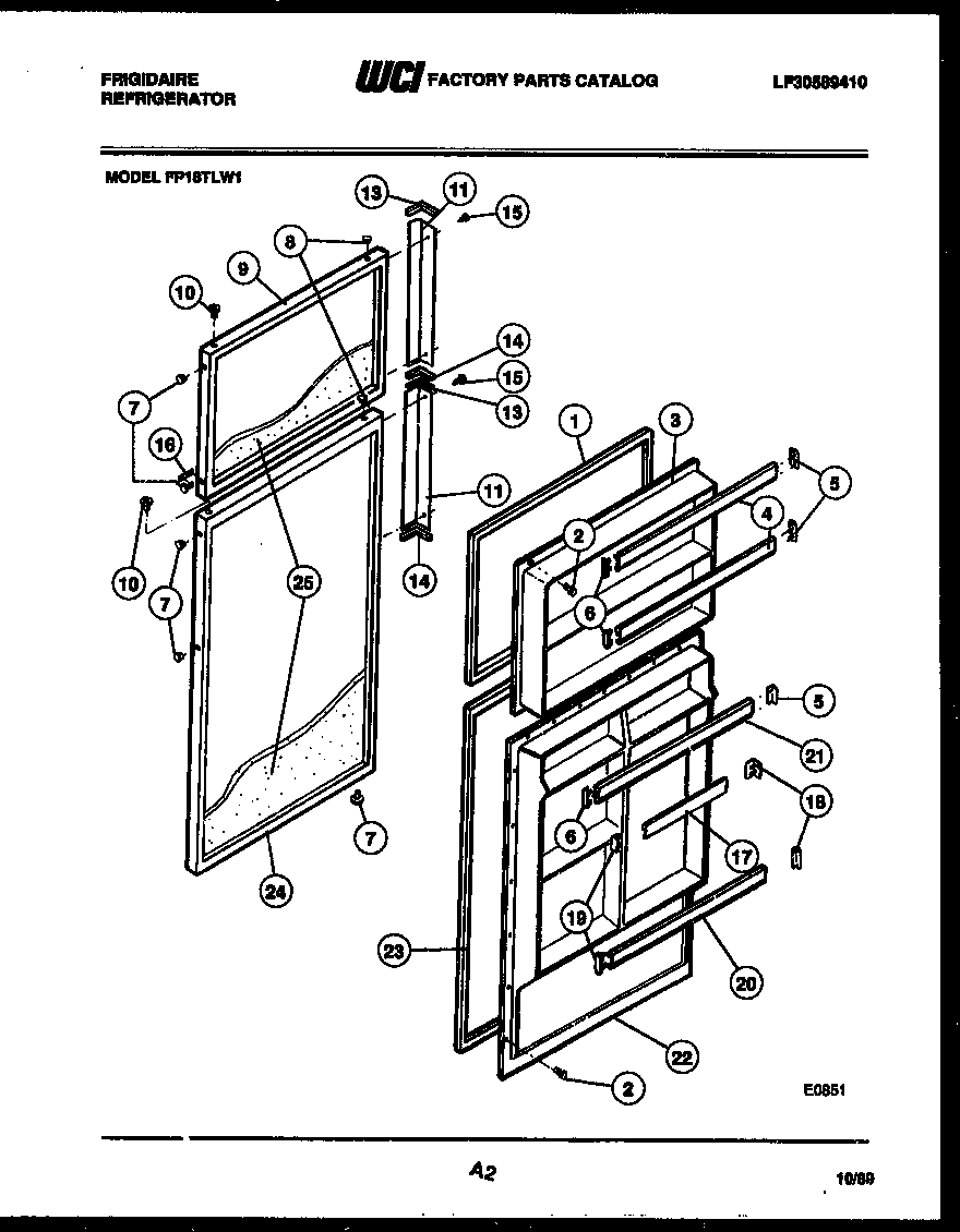 Frigidaire FP18TLA1 door parts diagram