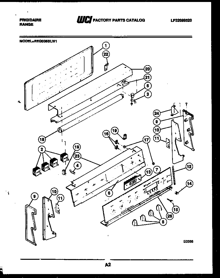 Frigidaire REGS38BLL1 backguard diagram