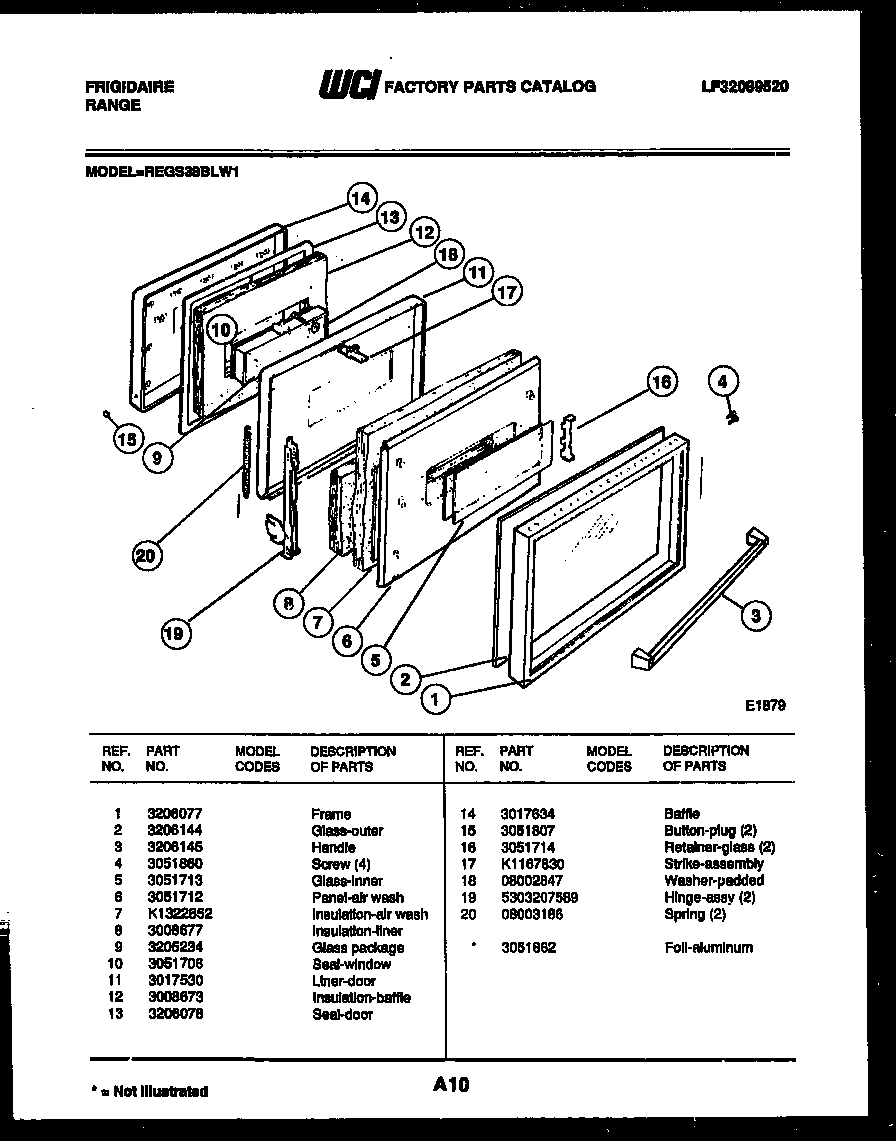 Frigidaire REGS38BLL1 door parts diagram