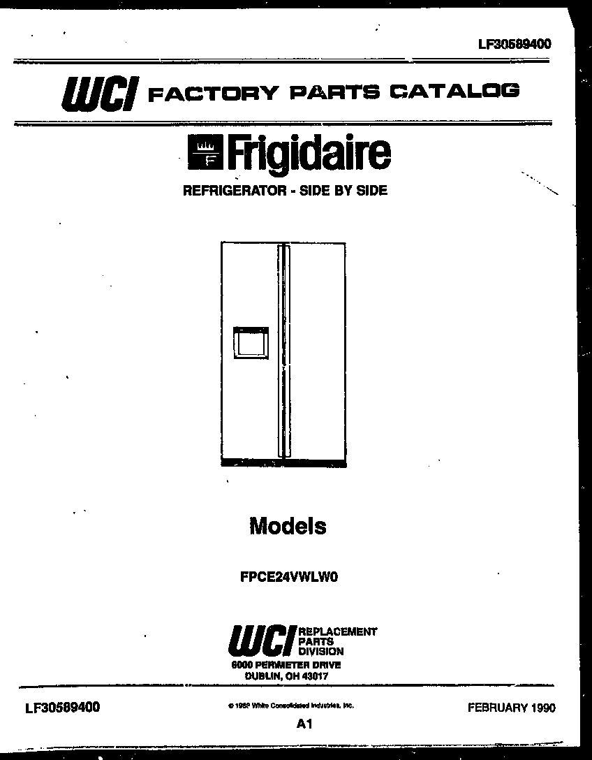 Frigidaire FPCE24VWLL0 front cover diagram