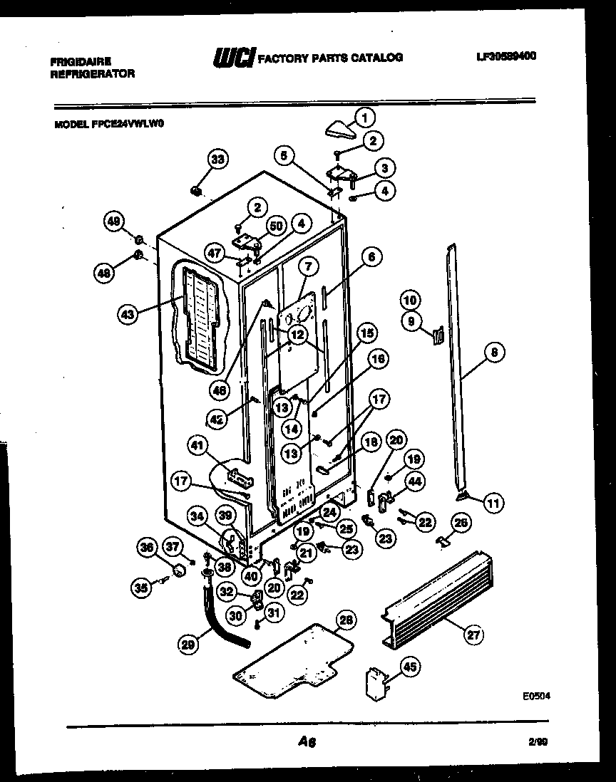 Frigidaire FPCE24VWLL0 cabinet parts diagram
