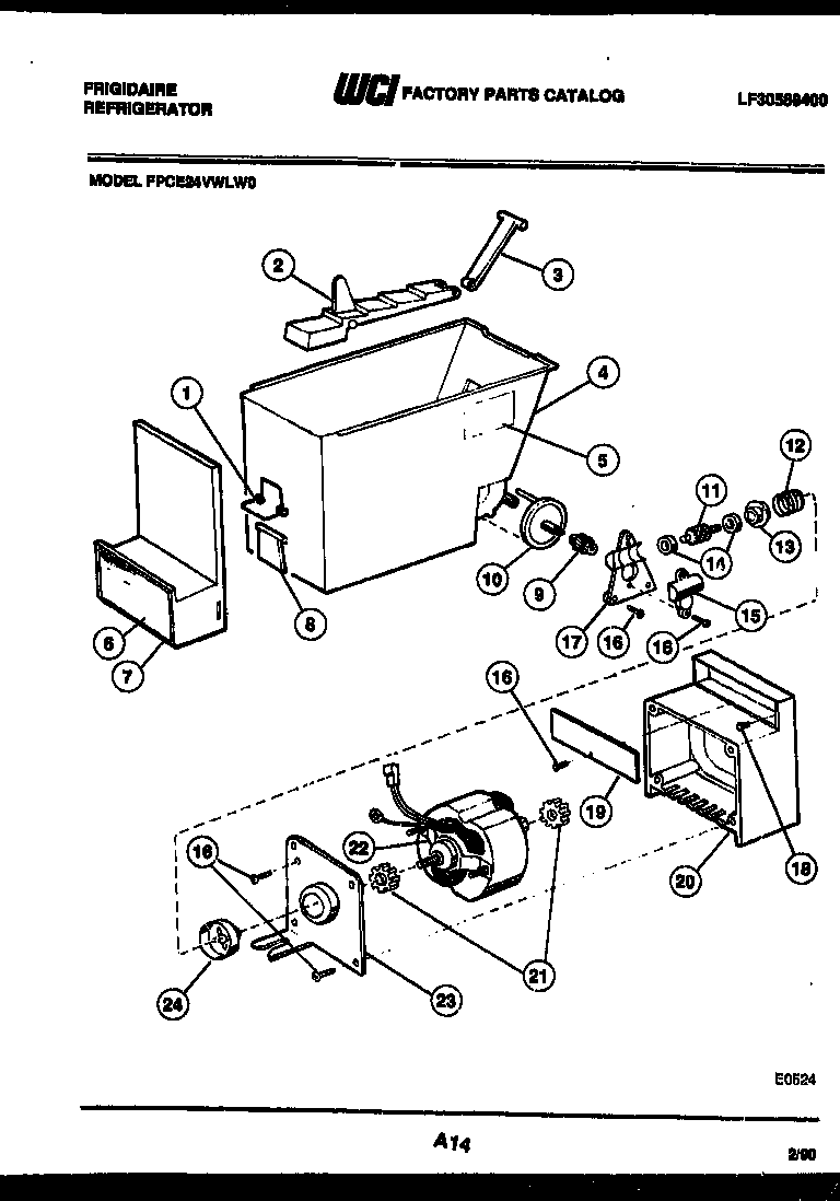 Frigidaire FPCE24VWLL0 ice dispenser diagram