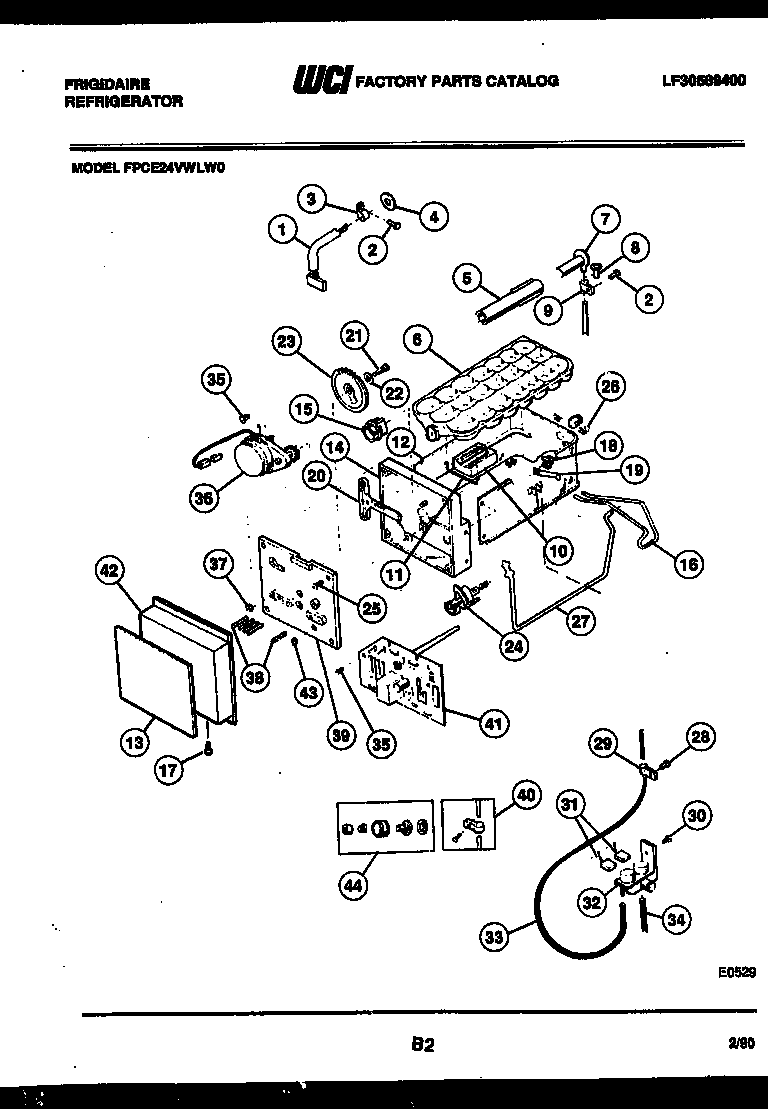 Frigidaire FPCE24VWLL0 ice maker and installation parts diagram